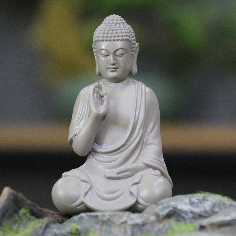 Buddha Stones Small Meditation Prayer Resin Buddha Statue Compassion Home Desk Decoration