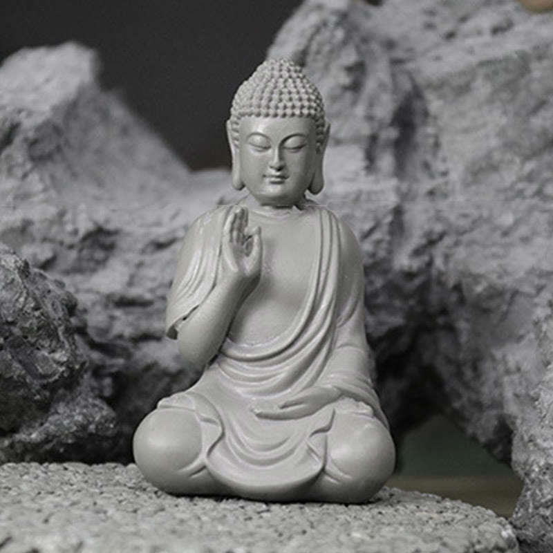 Buddha Stones Small Meditation Prayer Resin Buddha Statue Compassion Home Desk Decoration