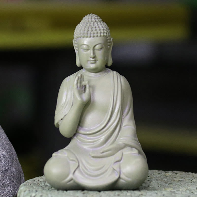 Buddha Stones Small Meditation Prayer Resin Buddha Statue Compassion Home Desk Decoration - image 1