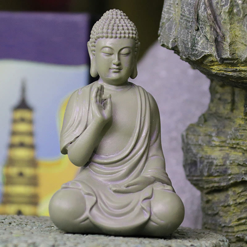 Buddha Stones Small Meditation Prayer Resin Buddha Statue Compassion Home Desk Decoration - image 7