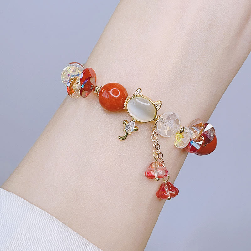 Buddha Stones Amethyst Green Crystal Red Crystal Cat Balance Bracelet - image 14