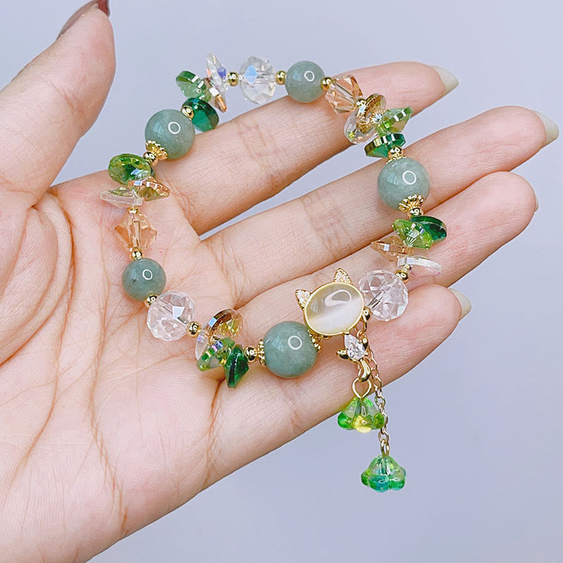 Buddha Stones Amethyst Green Crystal Red Crystal Cat Balance Bracelet - image 8