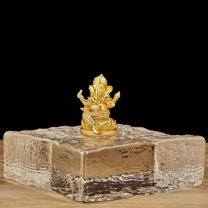 Buddha Stones Mini Small Ganesh Ganpati Elephant Meditation Statue Reflection Home Resin Decoration - Golden Ganesh - Mini Small 4.5*4*6cm - image 2