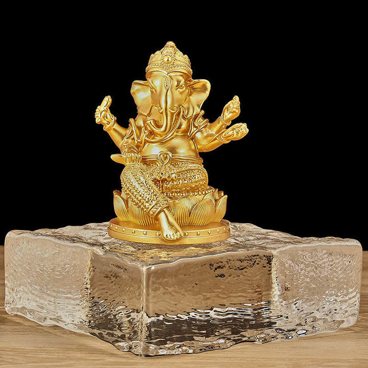 Buddha Stones Mini Small Ganesh Ganpati Elephant Meditation Statue Reflection Home Resin Decoration