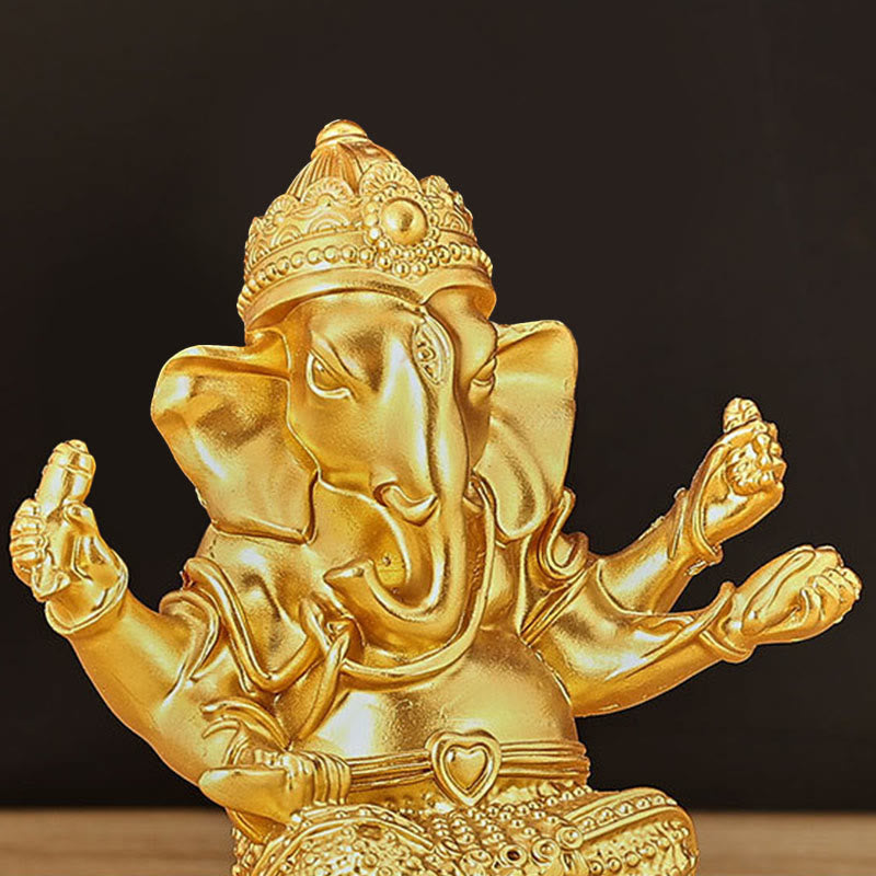 Buddha Stones Mini Small Ganesh Ganpati Elephant Meditation Statue Reflection Home Resin Decoration