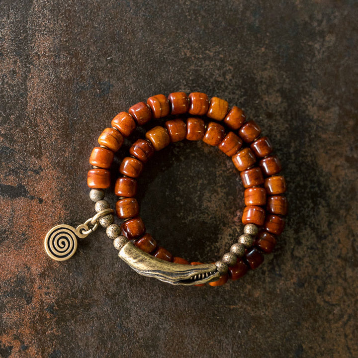 Buddha Stones Yak Bone Copper Double Wrap Balance Bracelet