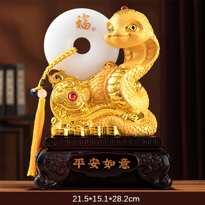 Buddha Stones Year of the Snake Fu Character Peace Buckle Peace and Happiness Resin Home Statue Decoration