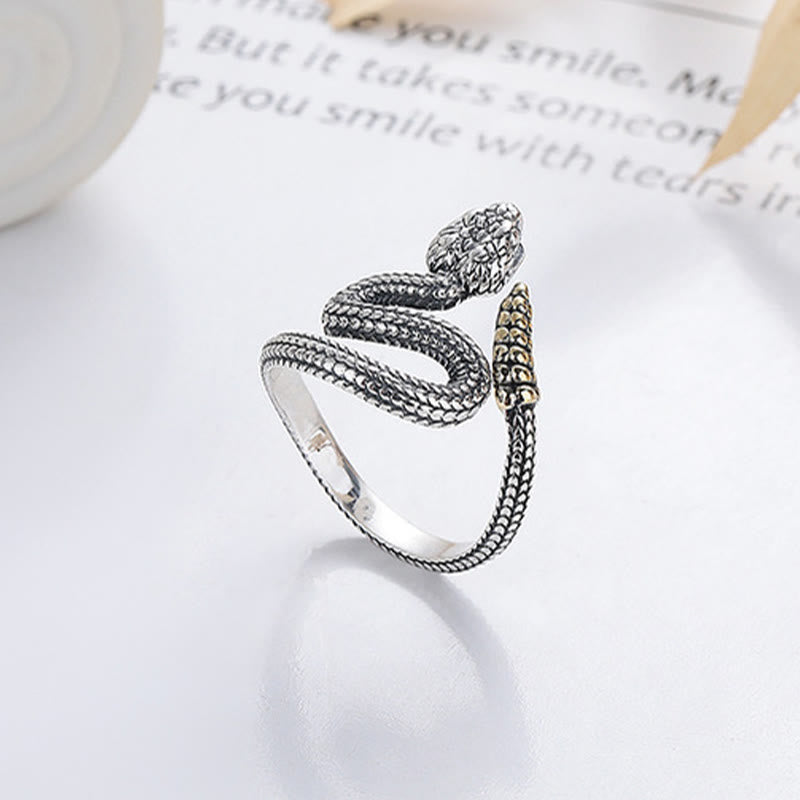 Buddha Stones 925 Sterling Silver Year Of The Snake Calm Balance Djustable Ring