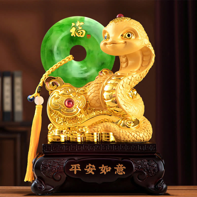 Buddha Stones Year of the Snake Fu Character Peace Buckle Peace and Happiness Resin Home Statue Decoration