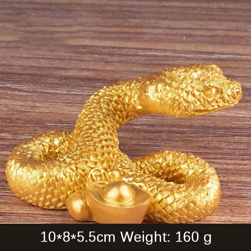 Buddha Stones Year Of The Snake Gold Ingots Copper Coins Wealth Resin Statue Home Decoration