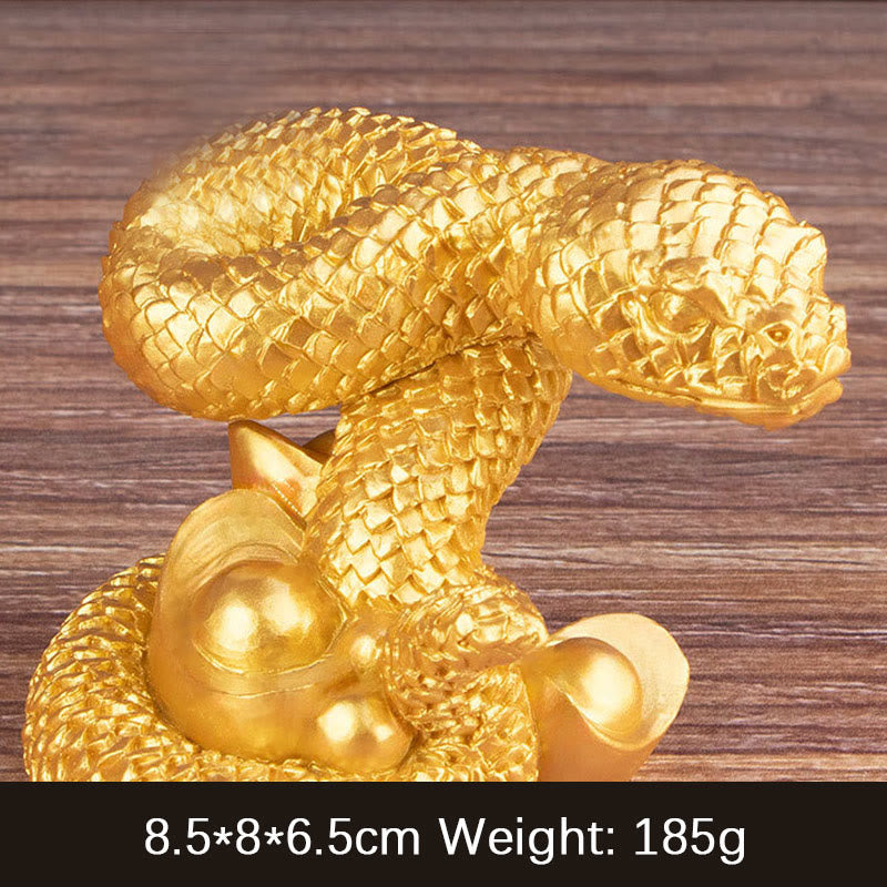 Buddha Stones Year Of The Snake Gold Ingots Copper Coins Wealth Resin Statue Home Decoration