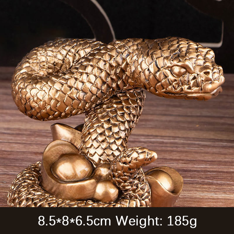 Buddha Stones Year Of The Snake Gold Ingots Copper Coins Wealth Resin Statue Home Decoration