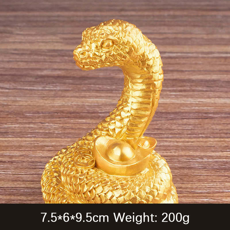 Buddha Stones Year Of The Snake Gold Ingots Copper Coins Wealth Resin Statue Home Decoration