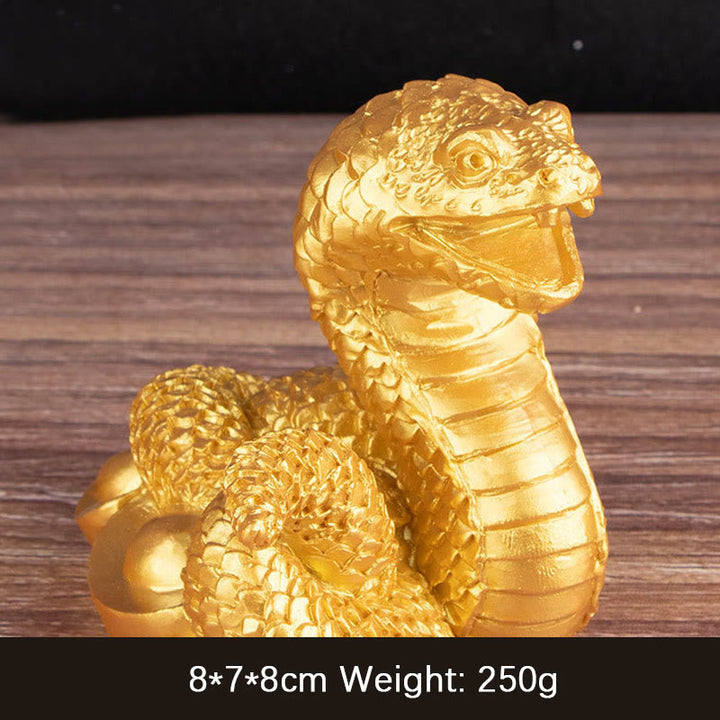 Buddha Stones Year Of The Snake Gold Ingots Copper Coins Wealth Resin Statue Home Decoration