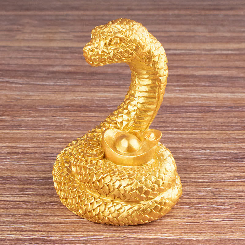 Buddha Stones Year Of The Snake Gold Ingots Copper Coins Wealth Resin Statue Home Decoration