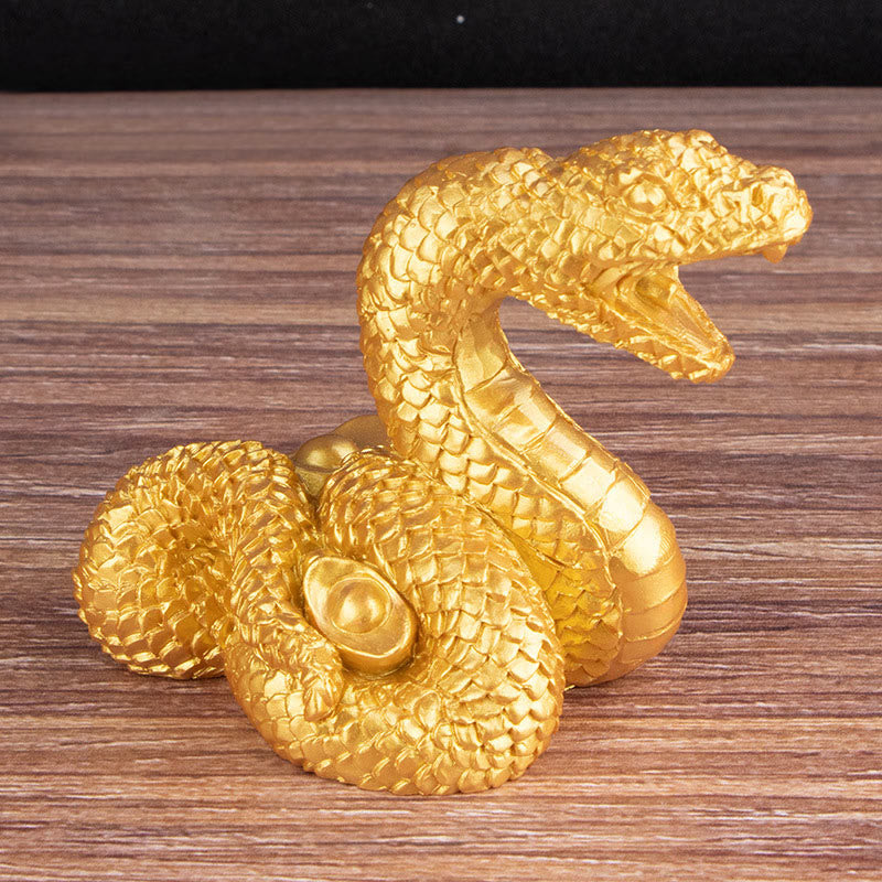 Buddha Stones Year Of The Snake Gold Ingots Copper Coins Wealth Resin Statue Home Decoration