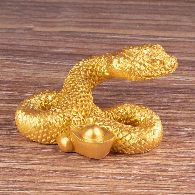 Buddha Stones Year Of The Snake Gold Ingots Copper Coins Wealth Resin Statue Home Decoration