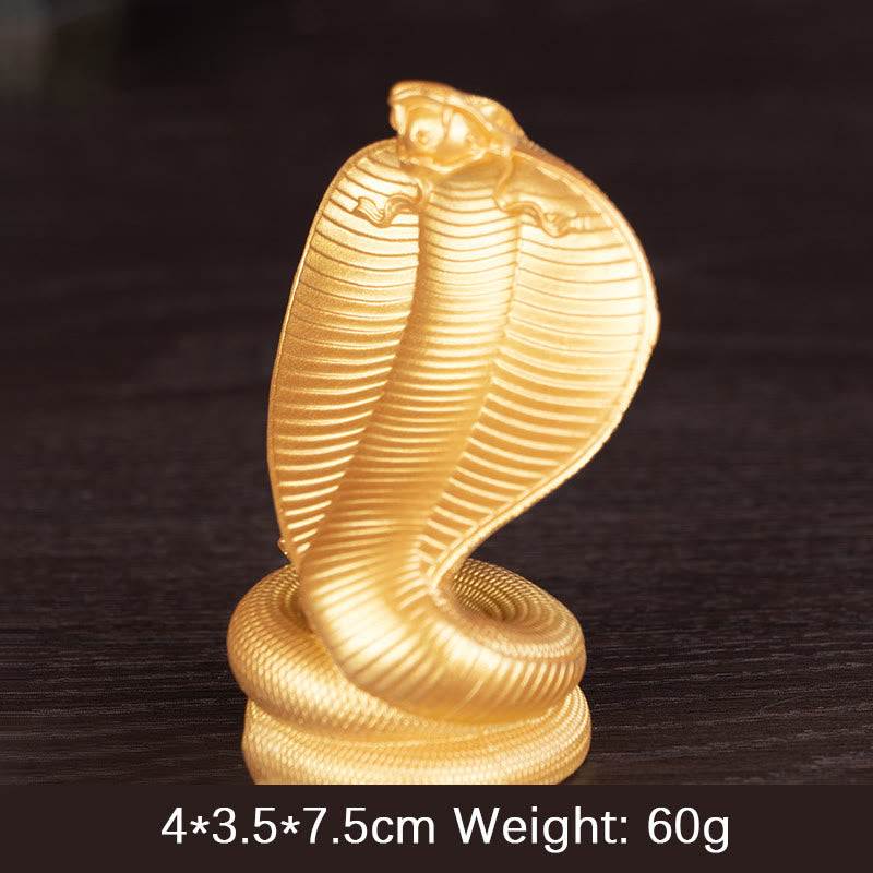 Buddha Stones Year Of The Snake Golden Bronze Cobra Resin Statue Home Decoration