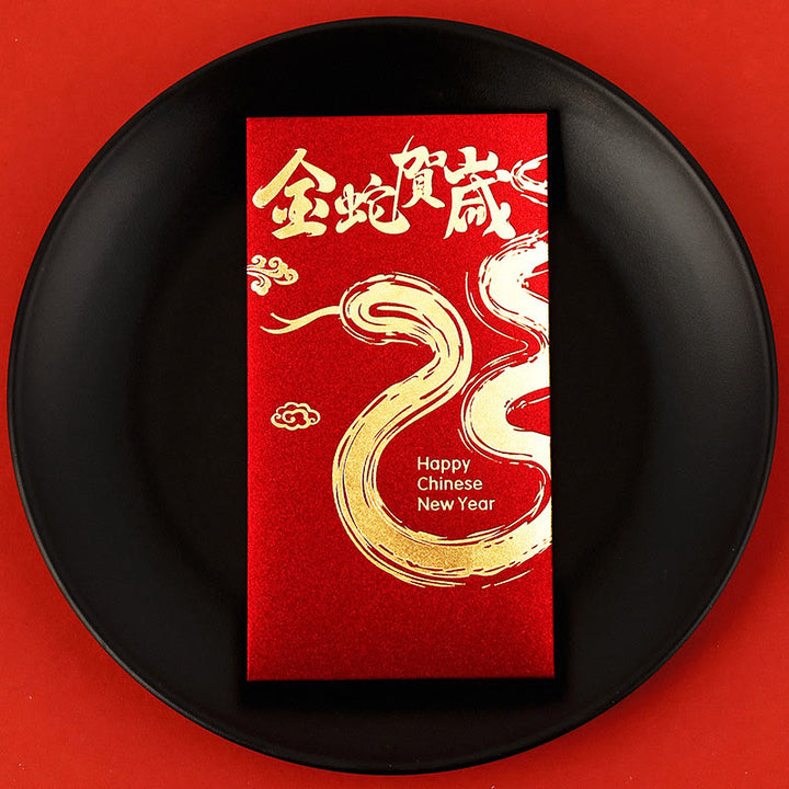 Buddha Stones 6Pcs Chinese Red Envelope Year of the Snake Lucky Money Envelopes 2025 New Year