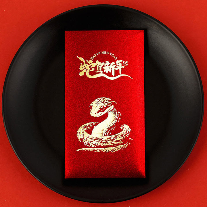 Buddha Stones 6Pcs Chinese Red Envelope Year of the Snake Lucky Money Envelopes 2025 New Year