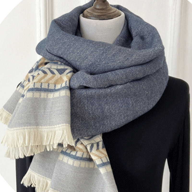 Buddha Stones Tibetan Geometric Rhombus Pattern Tassels Shawl Fall Winter Warm Cozy Scarf Wrap - image 12