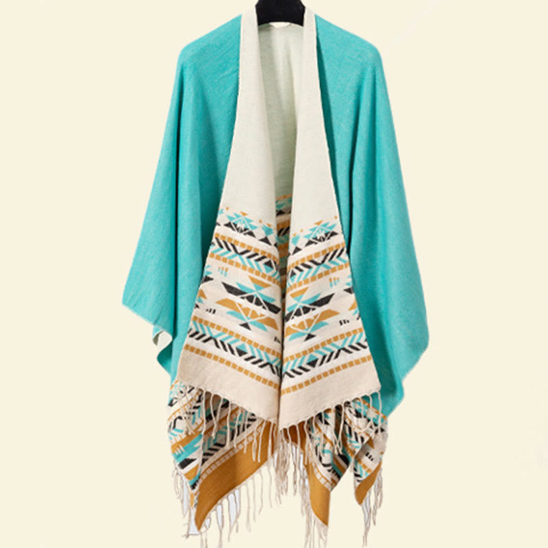 Buddha Stones Tibetan Geometric Rhombus Pattern Tassels Shawl Fall Winter Warm Cozy Scarf Wrap - image 28