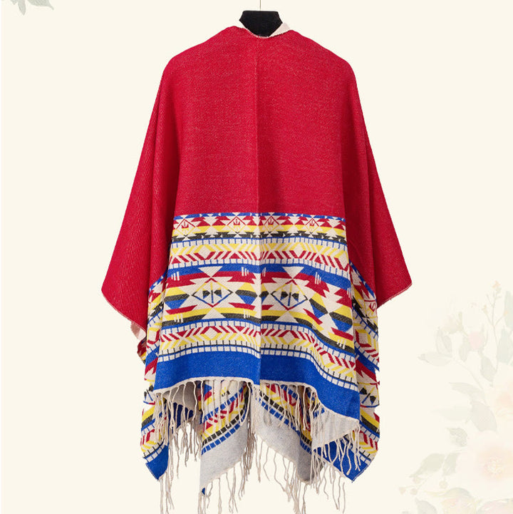 Buddha Stones Tibetan Geometric Rhombus Pattern Tassels Shawl Fall Winter Warm Cozy Scarf Wrap - image 33