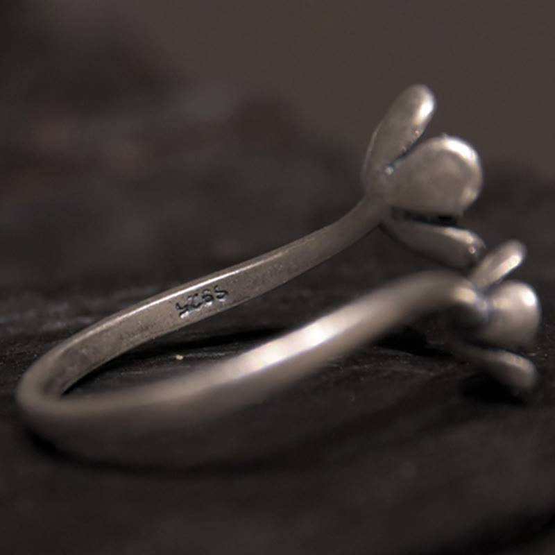 Buddha Stones 925 Sterling Silver Flowers Ring - image 6
