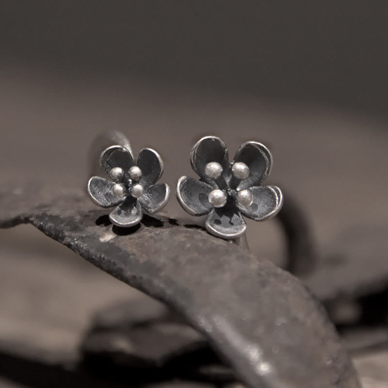 Buddha Stones 925 Sterling Silver Flowers Ring - image 1