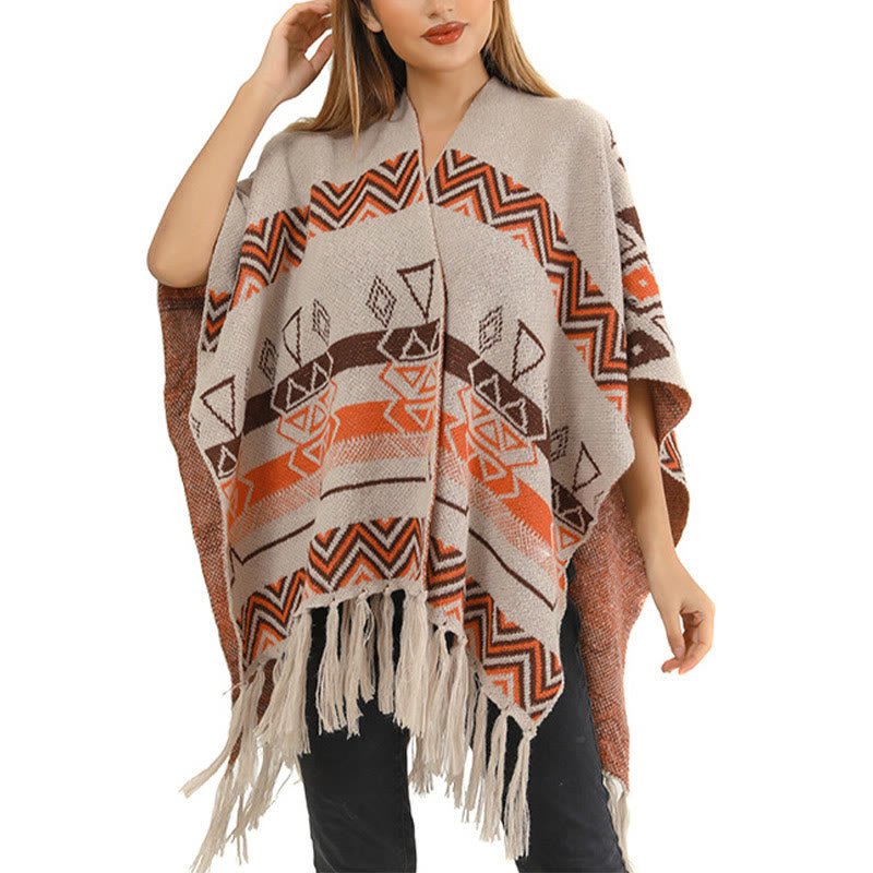 Buddha Stones Tibetan Wave Stripe Geometry Tassels Shawl Fall Winter Cozy Scarf Wrap - image 23