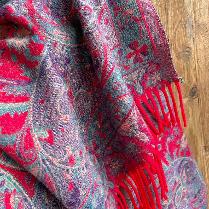 Buddha Stones Tibetan Cashew Flowers Vine Pattern Tassels Shawl Fall Winter Soft Scarf Wrap - image 18
