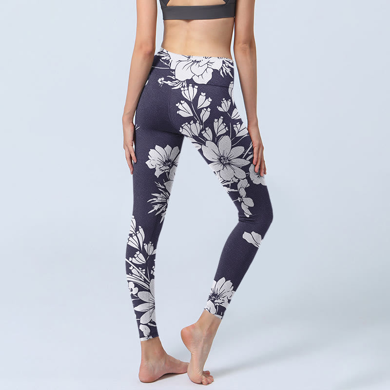 Buddha Stones Flowers Blossom Print Sports Fitness Leggings Women's Yoga Pants