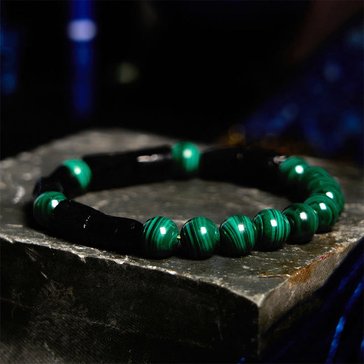 Buddha Stones Malachite Black Tourmaline Purity Bracelet