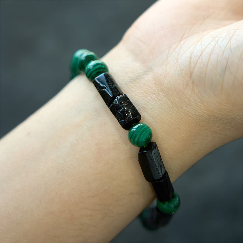 Buddha Stones Malachite Black Tourmaline Purity Bracelet