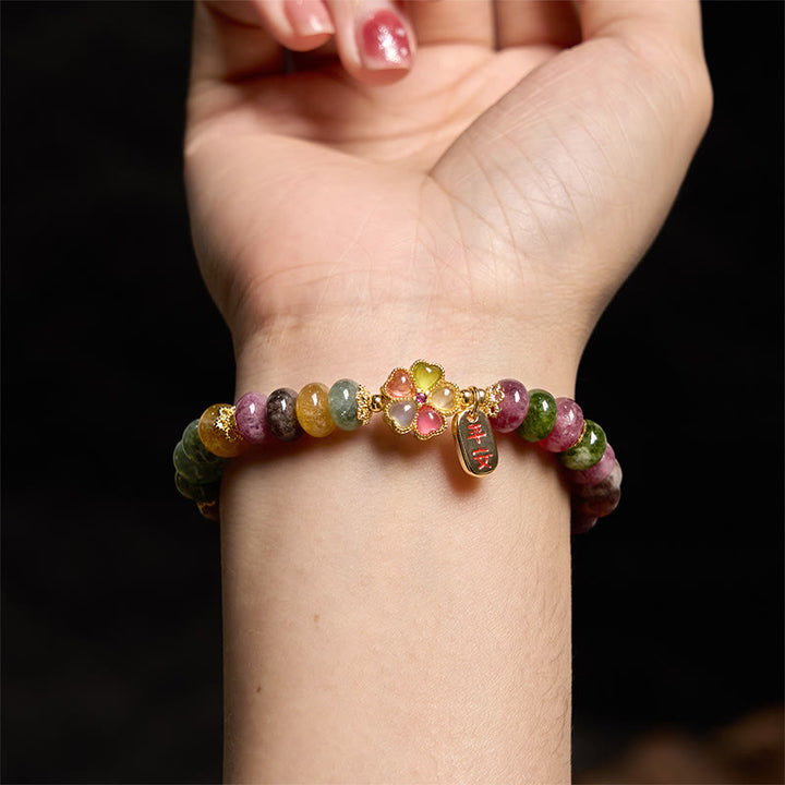 Buddha Stones "Wishing You Joy in Every Color" Tourmaline Jade Bracelet Includes Gift Message Card - image 9