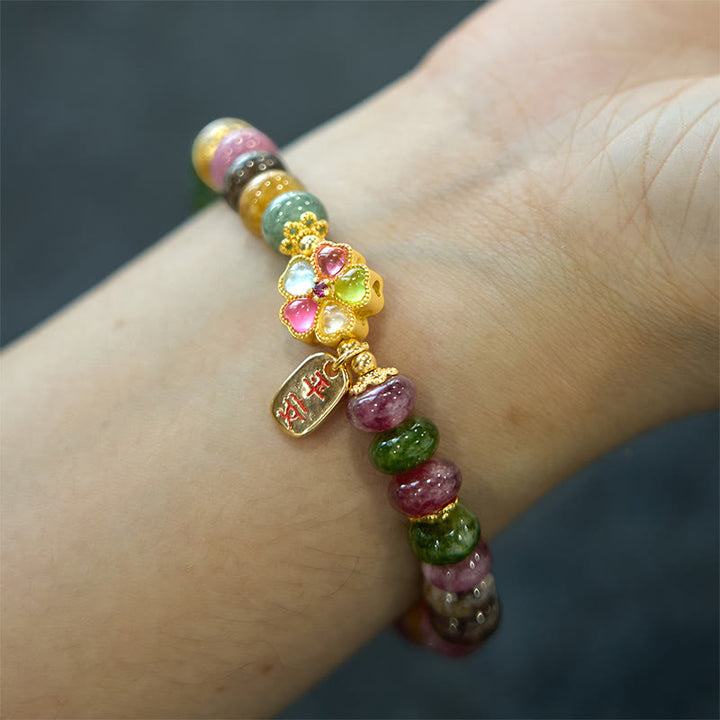 Buddha Stones "Wishing You Joy in Every Color" Tourmaline Jade Bracelet Includes Gift Message Card - image 10