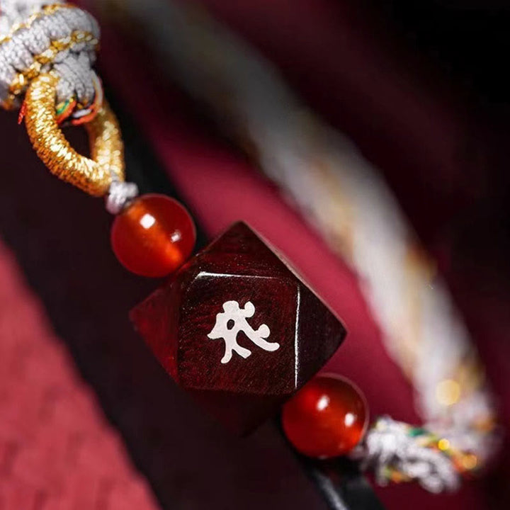 Buddha Stones Chinese Zodiac Natal Buddha Small Leaf Red Sandalwood Red String Protection Bracelet