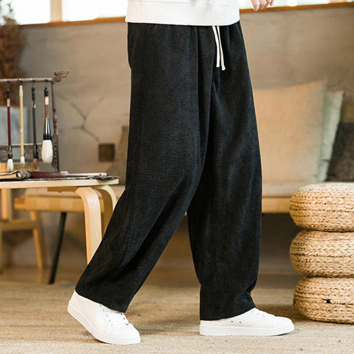Buddha Stones Fall Winter Men's Drawstring Corduroy Harem Pants With Pockets - Black - US/UK/AU46，EU56 (5XL) - image 7