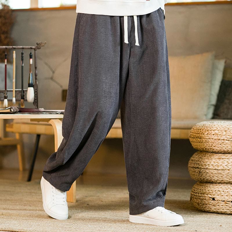Buddha Stones Fall Winter Men's Drawstring Corduroy Harem Pants With Pockets - Gray - US/UK/AU46，EU56 (5XL) - image 12
