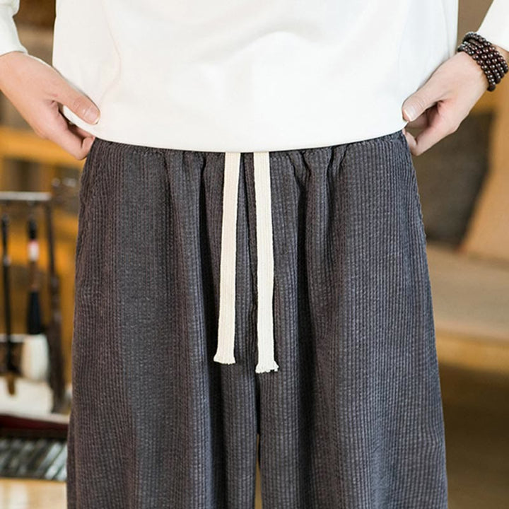 Buddha Stones Fall Winter Men's Drawstring Corduroy Harem Pants With Pockets - image 18