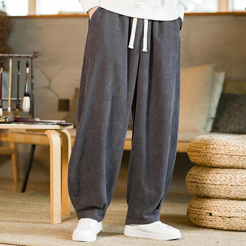 Buddha Stones Fall Winter Men's Drawstring Corduroy Harem Pants With Pockets - image 16