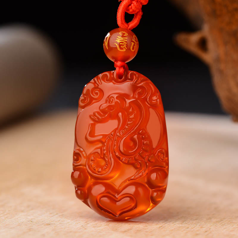 Buddha Stones Chinese Zodiac Red Agate Luck Necklace Pendant