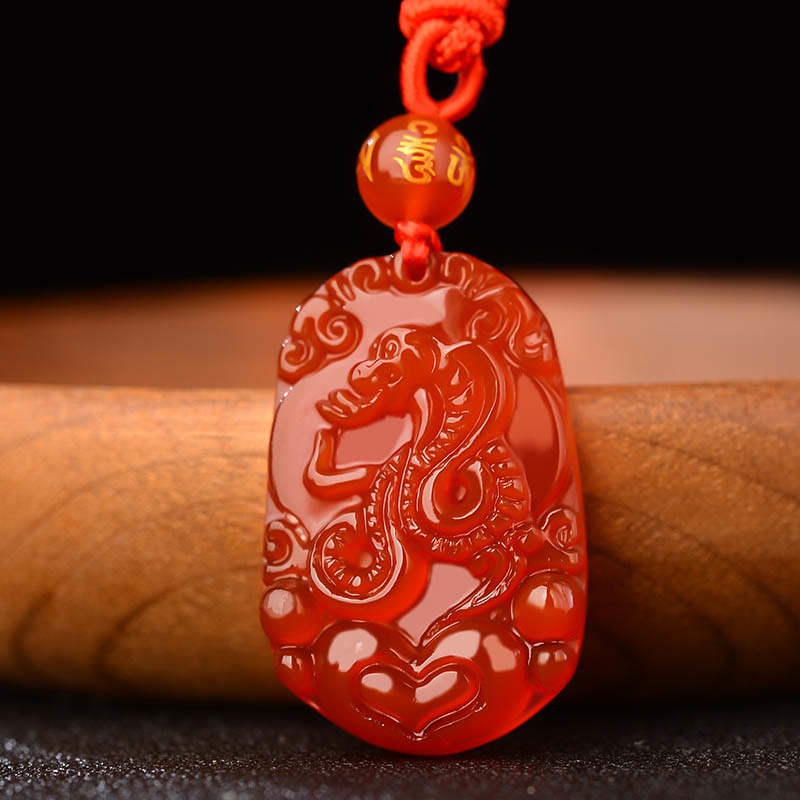 Buddha Stones Chinese Zodiac Red Agate Luck Necklace Pendant