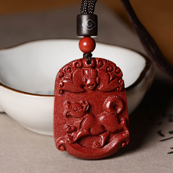 Buddha Stones Chinese Zodiac Cinnabar Calm Concentration Necklace Pendant