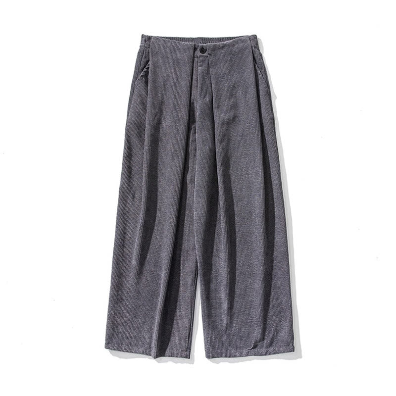 Buddha Stones Solid Color Cotton Corduroy Men's Wide Leg Pants With Pockets - image 13