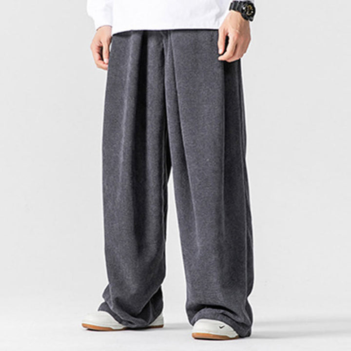 Buddha Stones Solid Color Cotton Corduroy Men's Wide Leg Pants With Pockets - image 6
