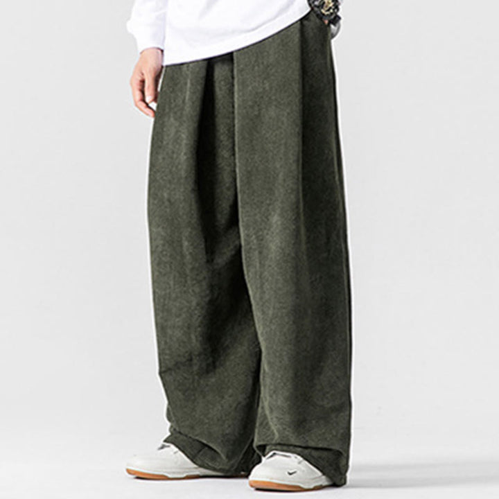 Buddha Stones Solid Color Corduroy Men's Wide Leg Pants With Pockets - image 19