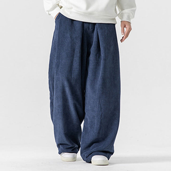 Buddha Stones Solid Color Corduroy Men's Wide Leg Pants With Pockets - image 32