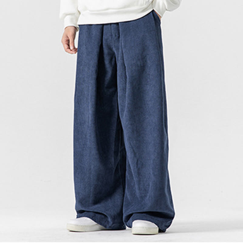 Buddha Stones Solid Color Corduroy Men's Wide Leg Pants With Pockets - image 31