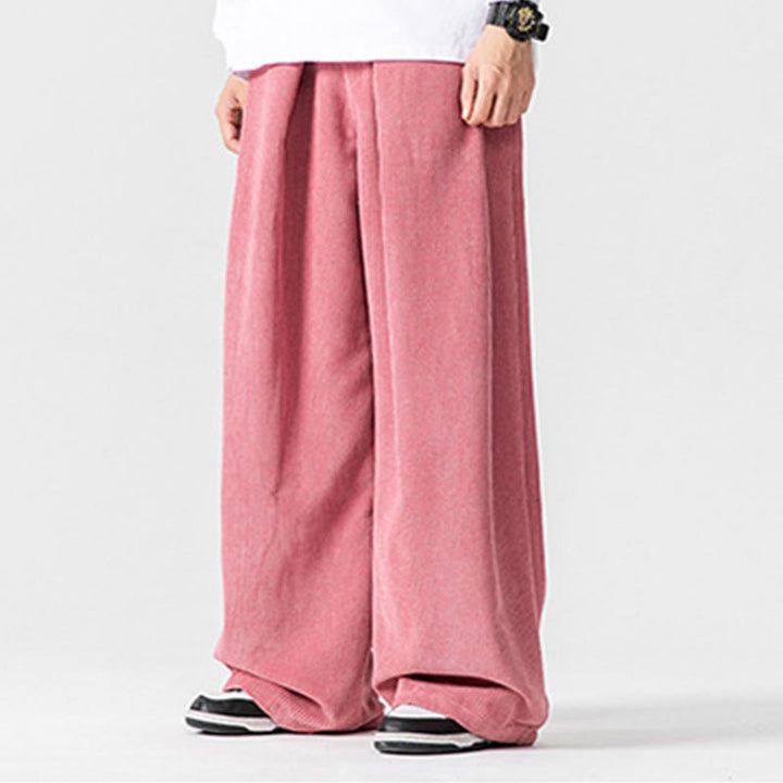 Buddha Stones Solid Color Corduroy Men's Wide Leg Pants With Pockets - image 38
